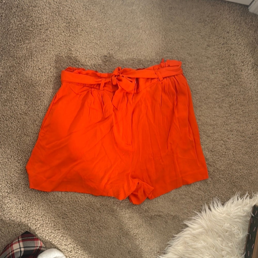 H&M Orange High Waist Shorts with Elastic Waistband